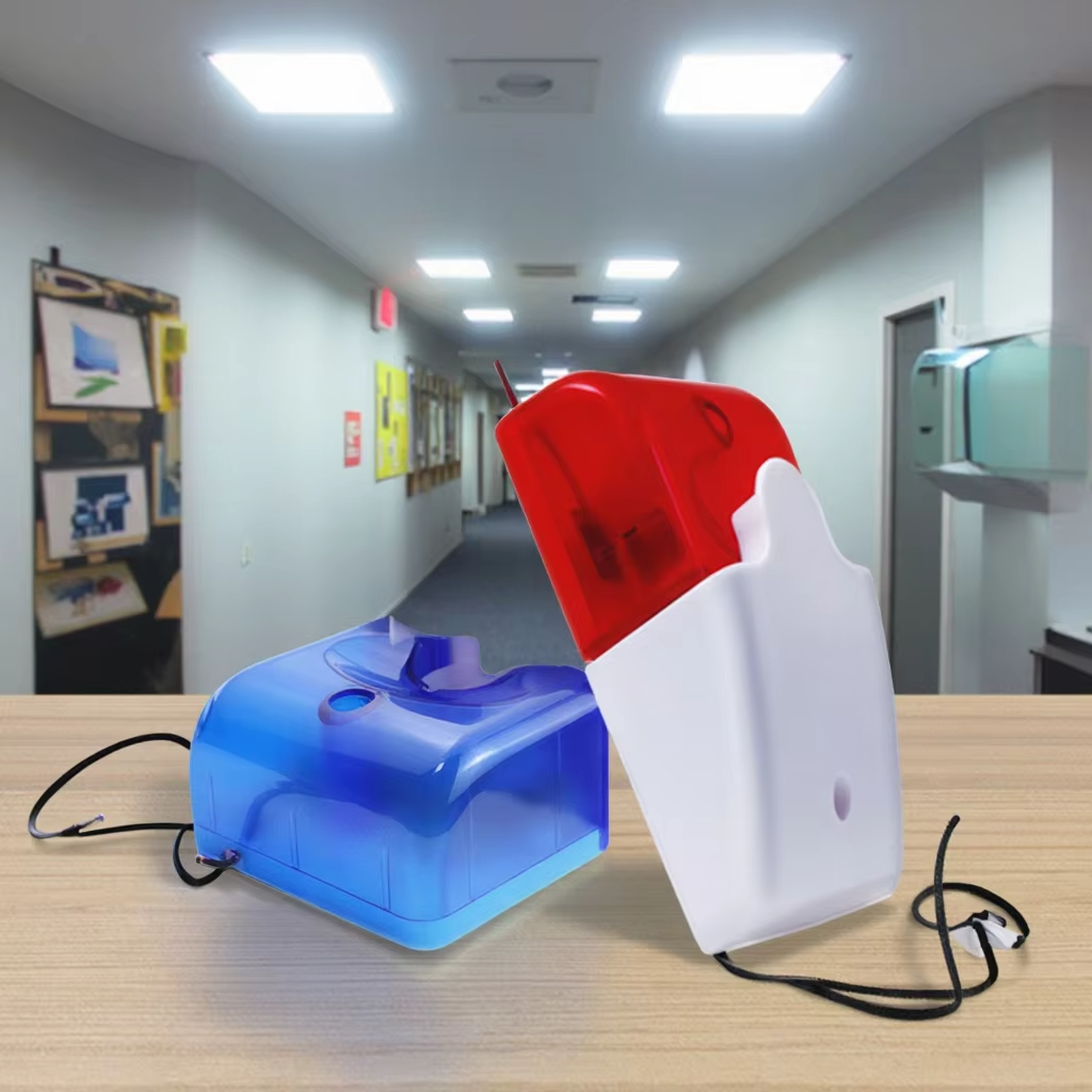 Wireless 12V Mini Strobe Siren Large Sound and Light Alarm with Magnetic Delay Alert Personal Fire Door Alert