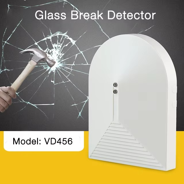 Verbex VT-VD456 Wired Glass Break Detector 12V Glass Door Sensor Alarm with Dual LED and Home Burglar Security