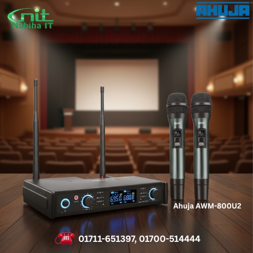 Ahuja AWM-800U2 Dual Wireless PA Microphones | Professional UHF System