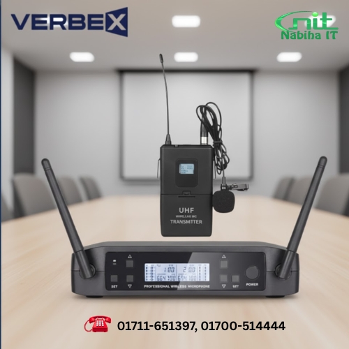 Verbex VT-GLXD4 UHF Single Tie-Clip Mic | Hands-Free Presentation System