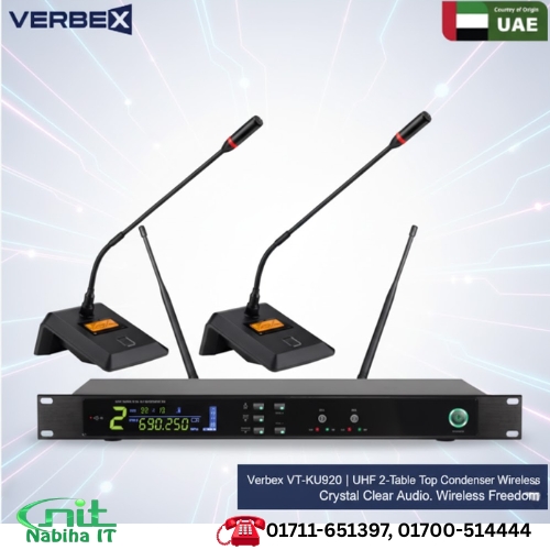 Verbex VT-KU920 UHF 2-Table Top Condenser Wireless Mic Set