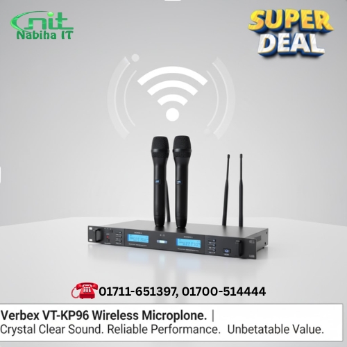 Verbex VT-KP96 Wireless Microphone System | Dual Channel & Portable