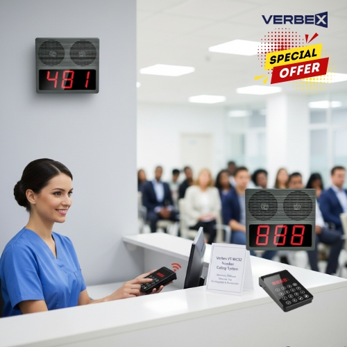 Verbex VT-WCS2 Wireless Number Calling System for Hospital, Restaurant & Business