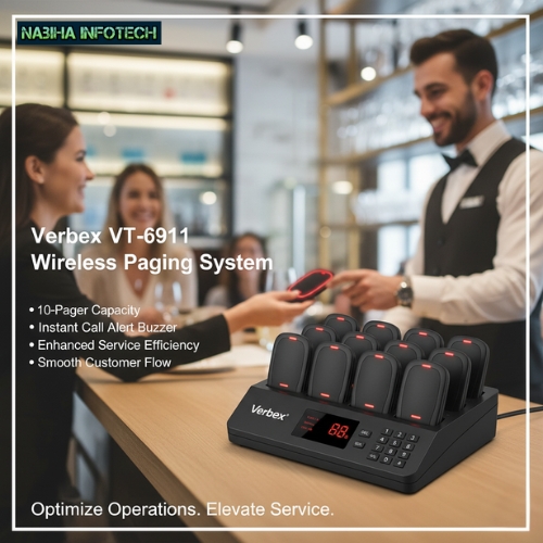 Verbex VT-6911 Wireless Paging System (10-Pager) with Call Alert Buzzer
