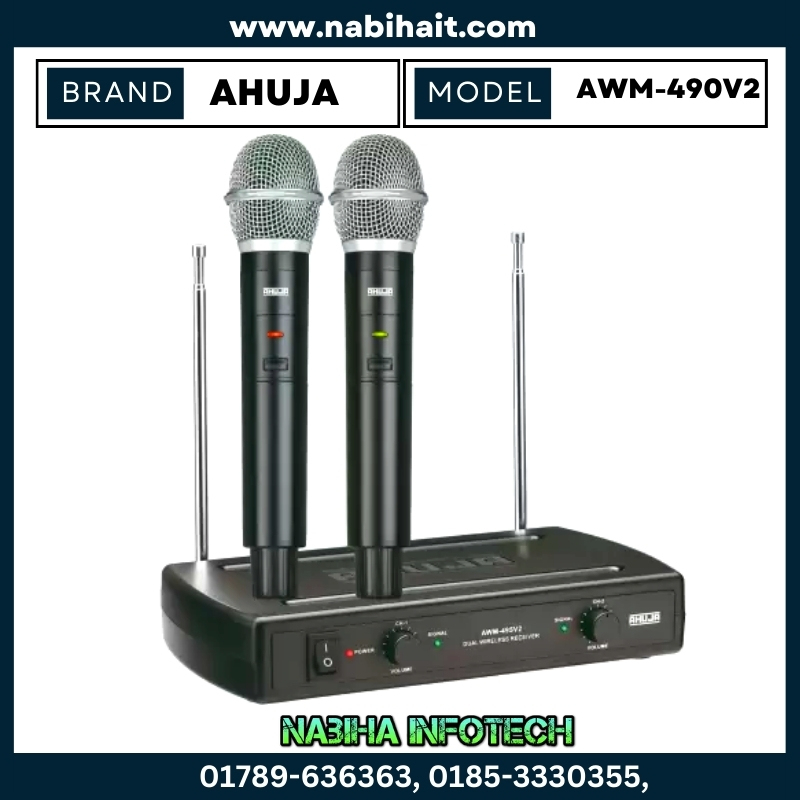 Ahuja AWM-495V2 2-Hand VHF Wireless Microphone Price in Bangladesh