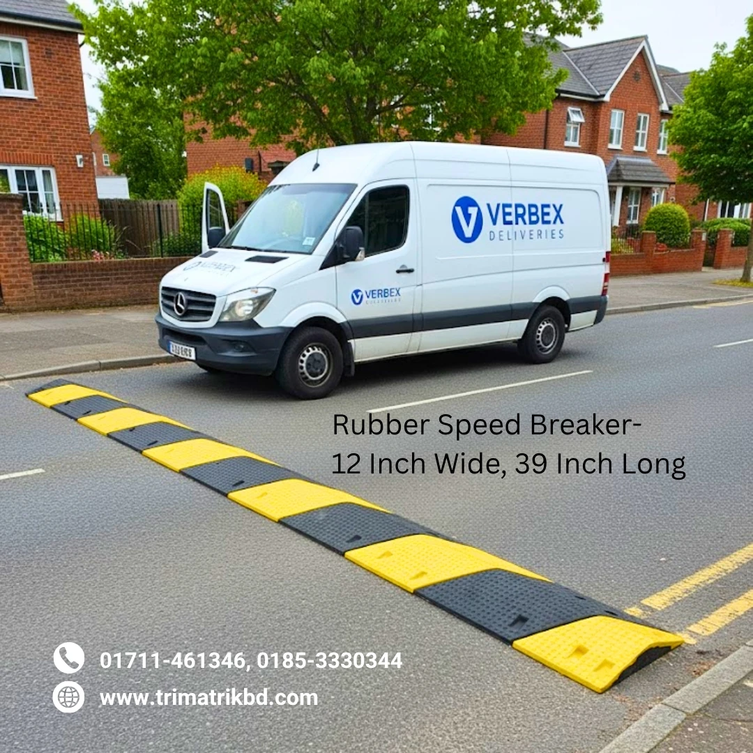 Industrial Rubber Speed Breaker Anti-Slip 12 Inch Wide, Verbex 39 Inch Long Perfect for Parking Lots