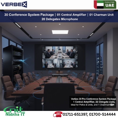 Verbex 30-Piece Conference System Package – 1 Central Amplifier, 29 Delegate Units & 1 Chairman Unit