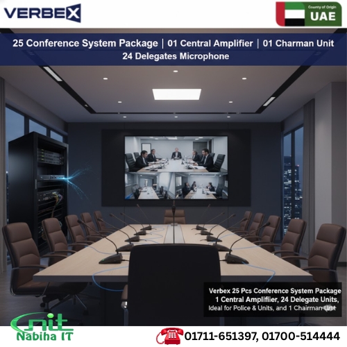 Verbex 25-Piece Conference System Package – 1 Central Amplifier, 24 Delegate Units & 1 Chairman Unit