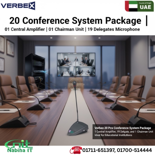 Verbex 20-Piece Conference System Package – 1 Central Amplifier, 19 Delegate Units & 1 Chairman Unit