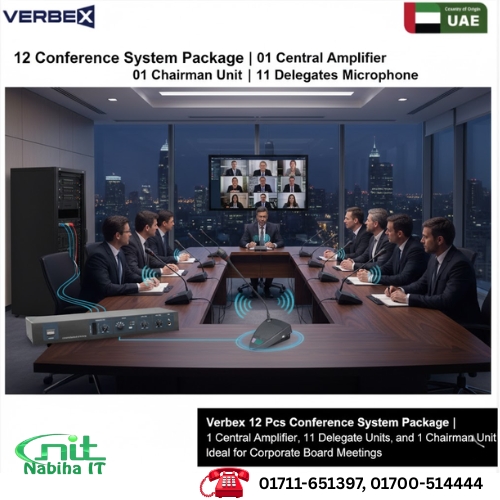 Verbex 12-Piece Conference System Package –1 Central Amplifier, 11 Delegate Units & 1 Chairman Unit