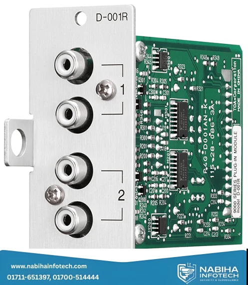 TOA D-001R Dual Line Input Module with DSP – 2-Channel RCA Expansion for Digital Mixer Mainframes