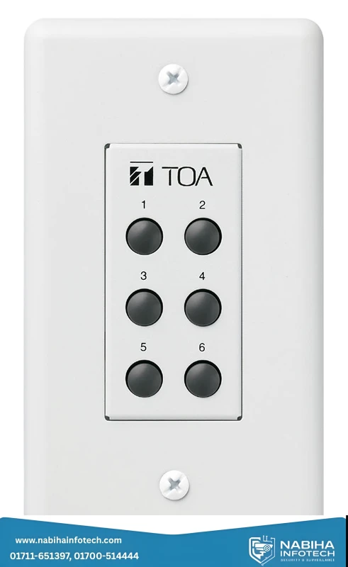 TOA ZM-9001 Remote Control Panel – 6-Button Assignable Wall Controller
