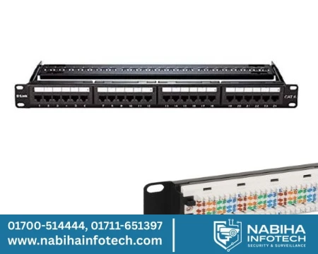 D-Link 24-Port Cat6 Loaded Patch Panel – 1U 19-inch Rack Mount