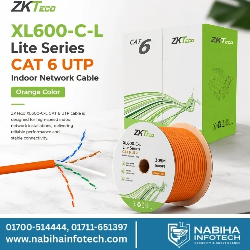 ZKTeco XL600-C-L Lite Series CAT 6 UTP Indoor Network Cable Orange Color