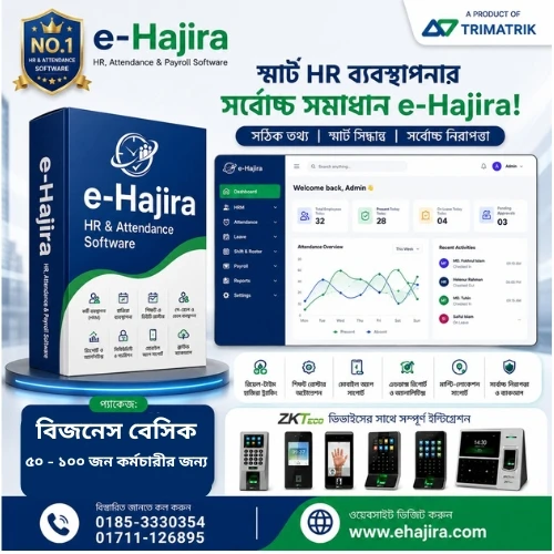 eHajira Business Basic — All-in-One Employee Attendance, HR & Payroll Software for 51–100 Employees